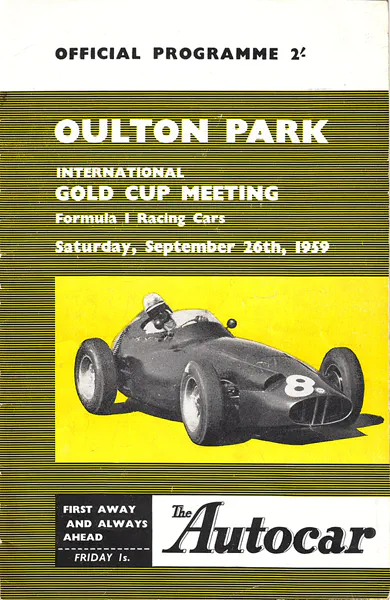 1959-09-26 | International Gold Cup | Oulton Park | Formula 1 Event Artworks | formula 1 event artwork | formula 1 programme cover | formula 1 poster | carsten riede