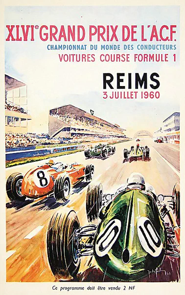 1960-07-03 | Grand Prix De l`Automobile Club De France | Reims | Formula 1 Event Artworks | formula 1 event artwork | formula 1 programme cover | formula 1 poster | carsten riede