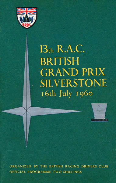 1960-07-16 | British Grand Prix | Silverstone | Formula 1 Event Artworks | formula 1 event artwork | formula 1 programme cover | formula 1 poster | carsten riede