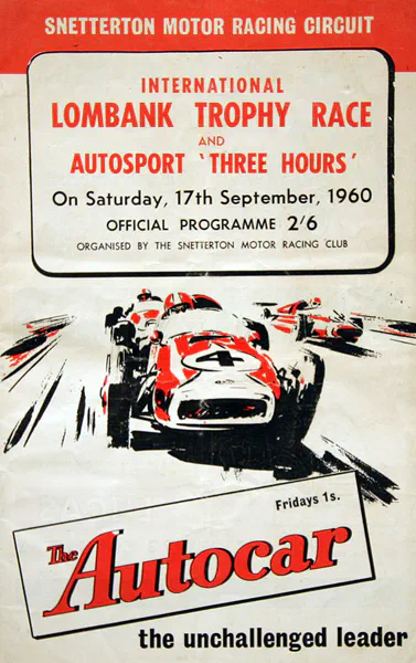 1960-09-17 | Lombank Trophy | Snetterton | Formula 1 Event Artworks | formula 1 event artwork | formula 1 programme cover | formula 1 poster | carsten riede