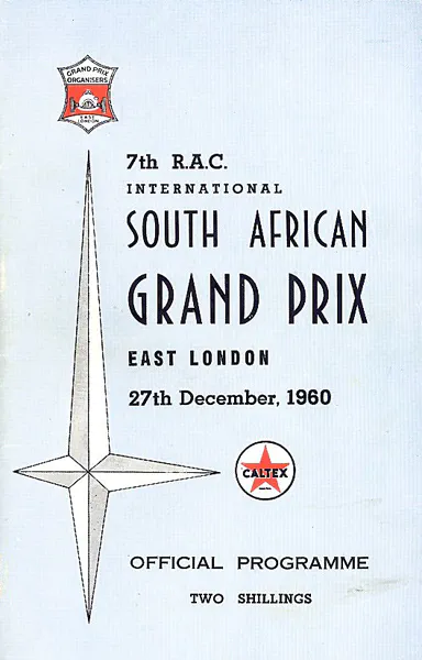 1960-12-27 | South African Grand Prix | East London | Formula 1 Event Artworks | formula 1 event artwork | formula 1 programme cover | formula 1 poster | carsten riede