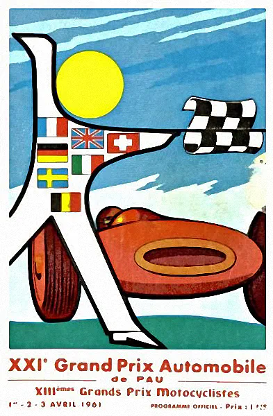 1961-04-03 | Grand Prix De Pau | Pau | Formula 1 Event Artworks | formula 1 event artwork | formula 1 programme cover | formula 1 poster | carsten riede