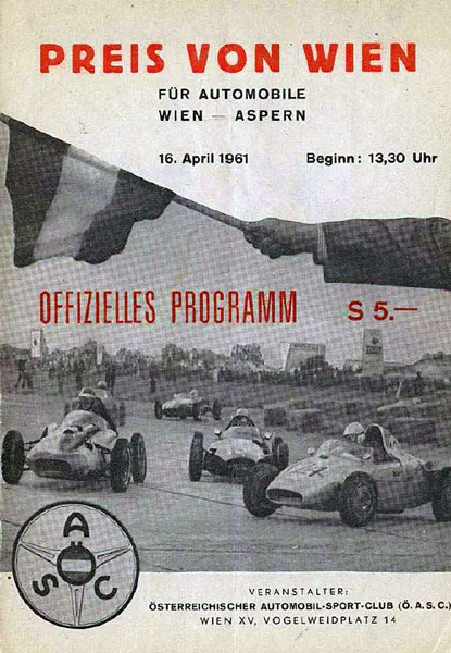 1961-04-16 | Preis von Wien | Aspern | Formula 1 Event Artworks | formula 1 event artwork | formula 1 programme cover | formula 1 poster | carsten riede