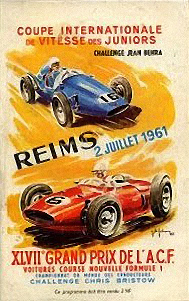 1961-07-02 | Grand Prix De l`Automobile Club De France | Reims | Formula 1 Event Artworks | formula 1 event artwork | formula 1 programme cover | formula 1 poster | carsten riede