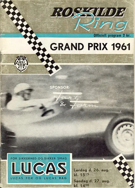 1961-08-26 | Danske Grand Prix | Roskilde | Formula 1 Event Artworks | formula 1 event artwork | formula 1 programme cover | formula 1 poster | carsten riede