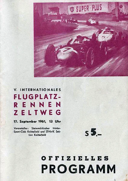 1961-09-17 | Flugplatzrennen Zeltweg | Zeltweg | Formula 1 Event Artworks | formula 1 event artwork | formula 1 programme cover | formula 1 poster | carsten riede