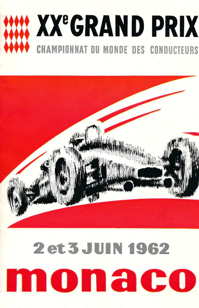 1962-06-03 | Grand Prix De Monaco | Monte Carlo | Formula 1 Event Artworks | formula 1 event artwork | formula 1 programme cover | formula 1 poster | carsten riede