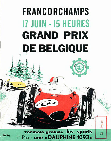 1962-06-17 | Grand Prix De Belgique | Spa-Francorchamps | Formula 1 Event Artworks | formula 1 event artwork | formula 1 programme cover | formula 1 poster | carsten riede