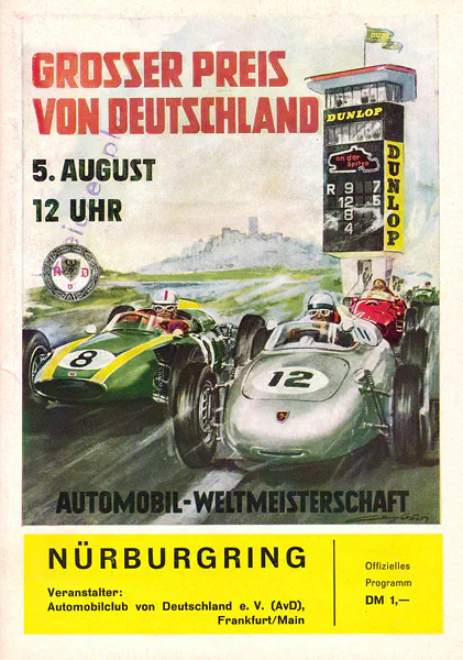 1962-08-05 | Grosser Preis von Deutschland | Nürburgring | Formula 1 Event Artworks | formula 1 event artwork | formula 1 programme cover | formula 1 poster | carsten riede