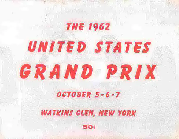 1962-10-07 | United States Grand Prix | Watkins Glen | Formula 1 Event Artworks | formula 1 event artwork | formula 1 programme cover | formula 1 poster | carsten riede