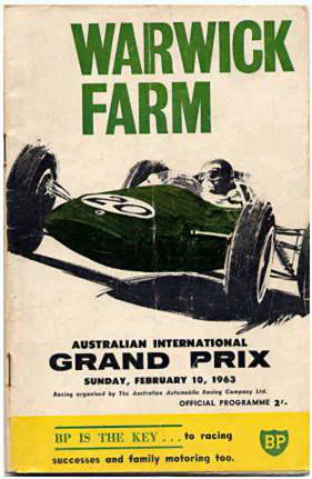 1963-02-10 | Australian Grand Prix | Warwick Farm | Formula 1 Event Artworks | formula 1 event artwork | formula 1 programme cover | formula 1 poster | carsten riede