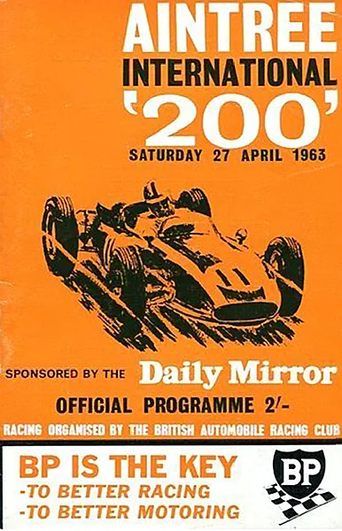 1963-04-27 | B.A.R.C. '200' | Aintree | Formula 1 Event Artworks | formula 1 event artwork | formula 1 programme cover | formula 1 poster | carsten riede