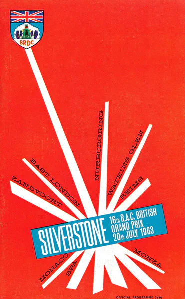 1963-07-20 | British Grand Prix | Silverstone | Formula 1 Event Artworks | formula 1 event artwork | formula 1 programme cover | formula 1 poster | carsten riede