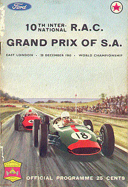 1963-12-28 | South African Grand Prix | East London | Formula 1 Event Artworks | formula 1 event artwork | formula 1 programme cover | formula 1 poster | carsten riede