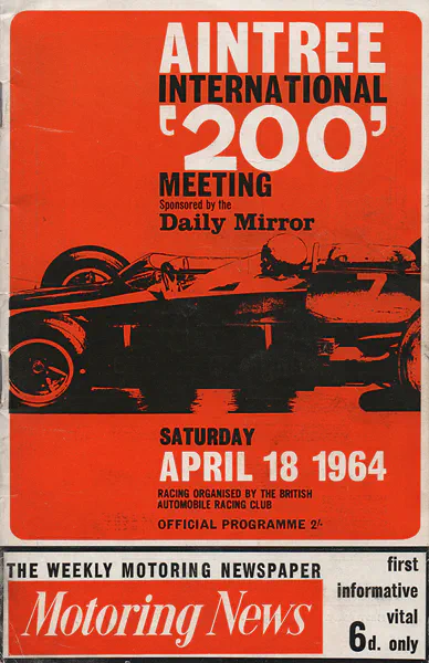 1964-04-18 | B.A.R.C. '200' | Aintree | Formula 1 Event Artworks | formula 1 event artwork | formula 1 programme cover | formula 1 poster | carsten riede