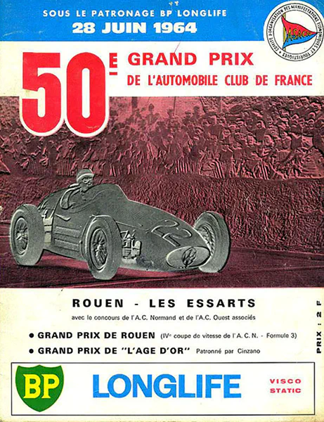 1964-06-28 | Grand Prix De l`Automobile Club De France | Rouen | Formula 1 Event Artworks | formula 1 event artwork | formula 1 programme cover | formula 1 poster | carsten riede