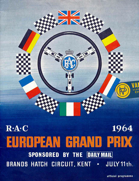 1964-07-11 | British Grand Prix | Brands Hatch | Formula 1 Event Artworks | formula 1 event artwork | formula 1 programme cover | formula 1 poster | carsten riede