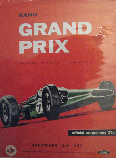 1964-12-12 | Rand Grand Prix | Kyalami | Formula 1 Event Artworks | formula 1 event artwork | formula 1 programme cover | formula 1 poster | carsten riede