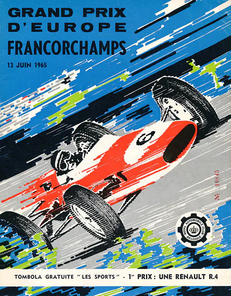 1965-06-13 | Grand Prix De Belgique | Spa-Francorchamps | Formula 1 Event Artworks | formula 1 event artwork | formula 1 programme cover | formula 1 poster | carsten riede