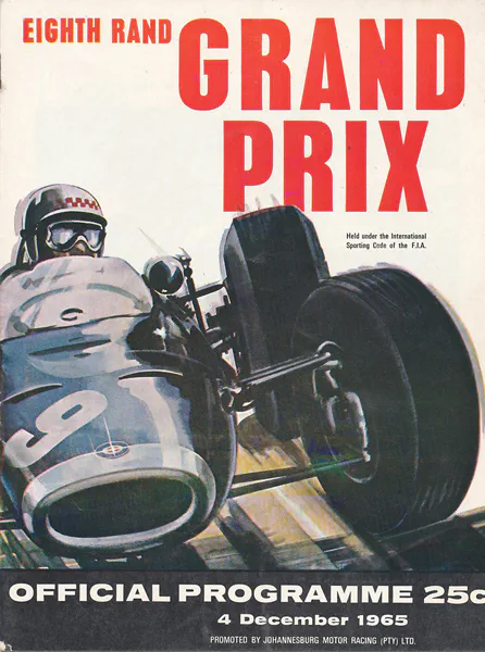 1965-12-04 | Rand Grand Prix | Kyalami | Formula 1 Event Artworks | formula 1 event artwork | formula 1 programme cover | formula 1 poster | carsten riede