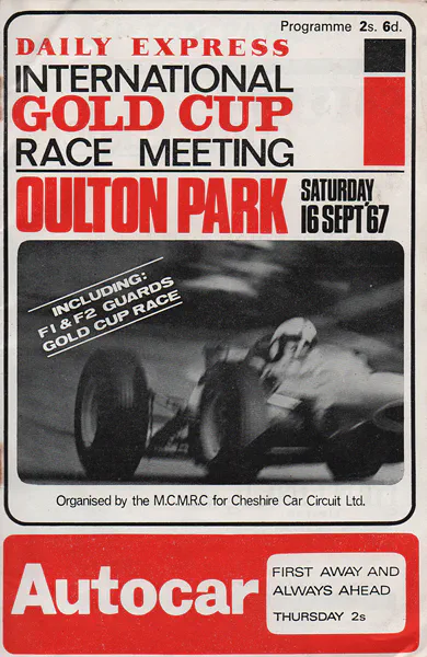 1967-09-16 | International Gold Cup | Oulton Park | Formula 1 Event Artworks | formula 1 event artwork | formula 1 programme cover | formula 1 poster | carsten riede