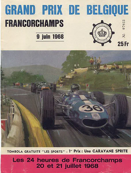 1968-06-09 | Grand Prix De Belgique | Spa-Francorchamps | Formula 1 Event Artworks | formula 1 event artwork | formula 1 programme cover | formula 1 poster | carsten riede
