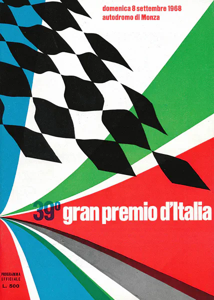 1968-09-08 | Gran Premio D`Italia | Monza | Formula 1 Event Artworks | formula 1 event artwork | formula 1 programme cover | formula 1 poster | carsten riede