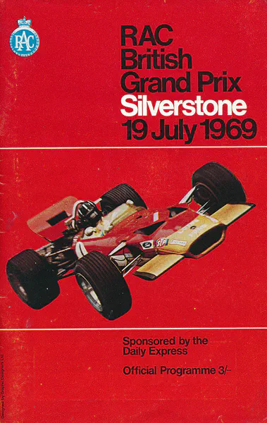 1969-07-19 | British Grand Prix | Silverstone | Formula 1 Event Artworks | formula 1 event artwork | formula 1 programme cover | formula 1 poster | carsten riede