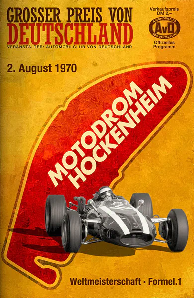 1970-08-02 | Grosser Preis von Deutschland | Hockenheim | Formula 1 Event Artworks | formula 1 event artwork | formula 1 programme cover | formula 1 poster | carsten riede