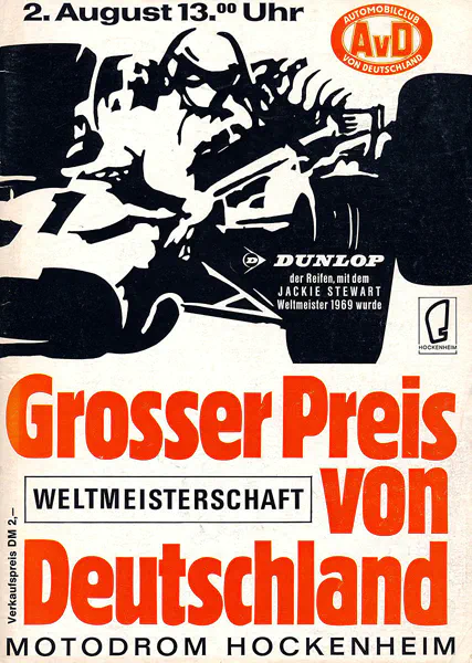1970-08-02 | Grosser Preis von Deutschland | Hockenheim | Formula 1 Event Artworks | formula 1 event artwork | formula 1 programme cover | formula 1 poster | carsten riede