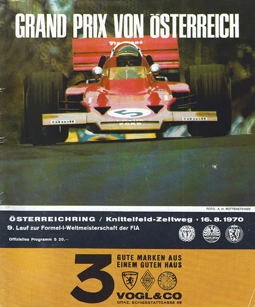 1970-08-16 | Grosser Preis von Österreich | Zeltweg | Formula 1 Event Artworks | formula 1 event artwork | formula 1 programme cover | formula 1 poster | carsten riede