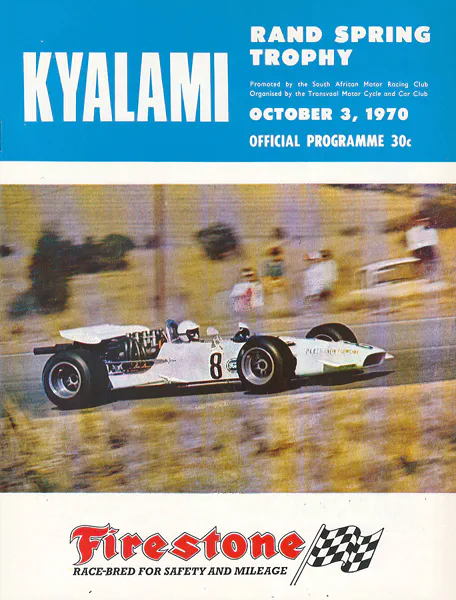 1970-10-03 | Rand Spring Trophy | Kyalami | Formula 1 Event Artworks | formula 1 event artwork | formula 1 programme cover | formula 1 poster | carsten riede