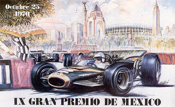 1970-10-25 | Gran Premio De Mexico | Mexico | Formula 1 Event Artworks | formula 1 event artwork | formula 1 programme cover | formula 1 poster | carsten riede