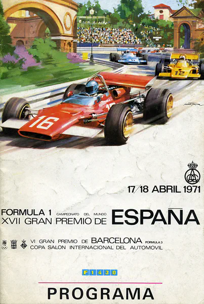 1971-04-18 | Gran Premio De Espana | Montjuich | Formula 1 Event Artworks | formula 1 event artwork | formula 1 programme cover | formula 1 poster | carsten riede