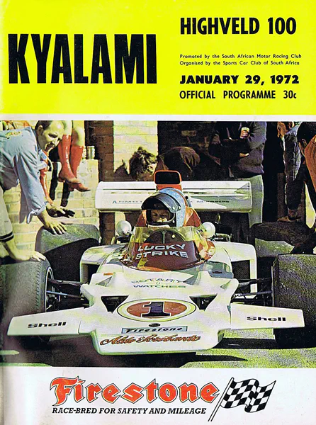 1972-01-29 | Highveld '100' | Kyalami | Formula 1 Event Artworks | formula 1 event artwork | formula 1 programme cover | formula 1 poster | carsten riede