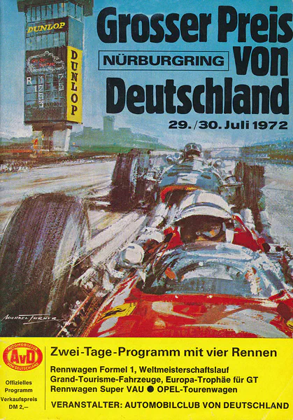 1972-07-30 | Grosser Preis von Deutschland | Nürburgring | Formula 1 Event Artworks | formula 1 event artwork | formula 1 programme cover | formula 1 poster | carsten riede