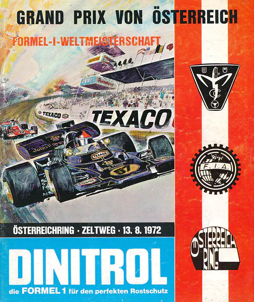 1972-08-13 | Grosser Preis von Österreich | Zeltweg | Formula 1 Event Artworks | formula 1 event artwork | formula 1 programme cover | formula 1 poster | carsten riede