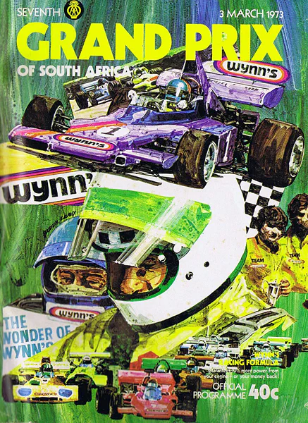 1973-03-03 | South African Grand Prix | Kyalami | Formula 1 Event Artworks | formula 1 event artwork | formula 1 programme cover | formula 1 poster | carsten riede