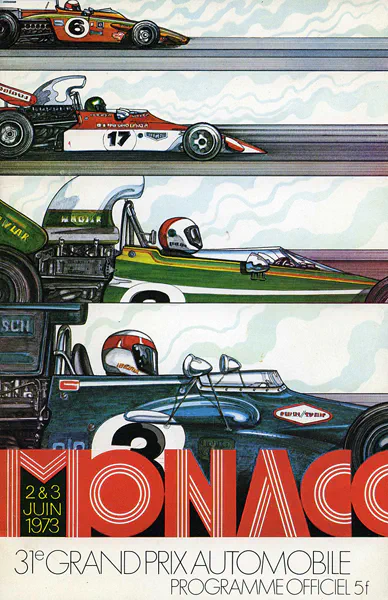 1973-06-03 | Grand Prix De Monaco | Monte Carlo | Formula 1 Event Artworks | formula 1 event artwork | formula 1 programme cover | formula 1 poster | carsten riede