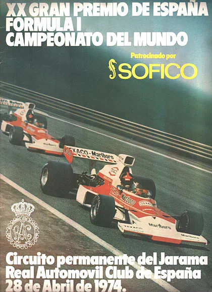 1974-04-28 | Gran Premio De Espana | Jarama | Formula 1 Event Artworks | formula 1 event artwork | formula 1 programme cover | formula 1 poster | carsten riede