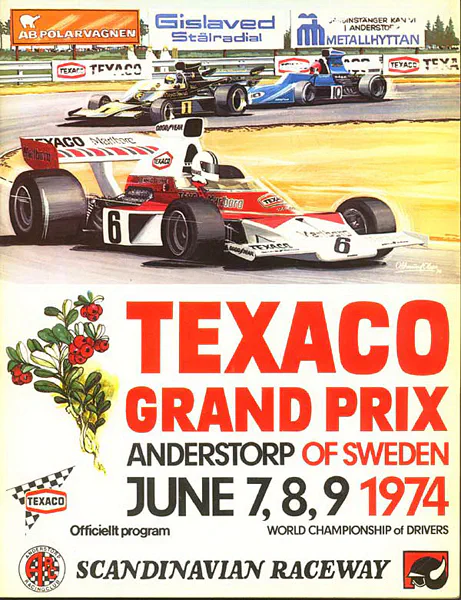 1974-06-09 | Stora Priset Fran Sverige | Anderstorp | Formula 1 Event Artworks | formula 1 event artwork | formula 1 programme cover | formula 1 poster | carsten riede