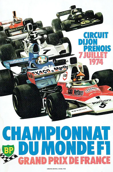 1974-07-07 | Grand Prix De France | Dijon-Prenois | Formula 1 Event Artworks | formula 1 event artwork | formula 1 programme cover | formula 1 poster | carsten riede
