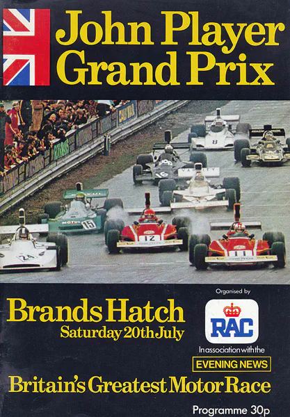 1974-07-20 | British Grand Prix | Brands Hatch | Formula 1 Event Artworks | formula 1 event artwork | formula 1 programme cover | formula 1 poster | carsten riede