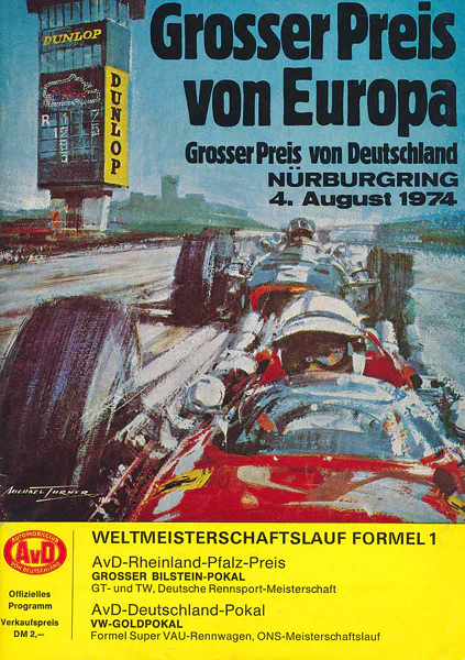 1974-08-04 | Grosser Preis von Deutschland | Nürburgring | Formula 1 Event Artworks | formula 1 event artwork | formula 1 programme cover | formula 1 poster | carsten riede