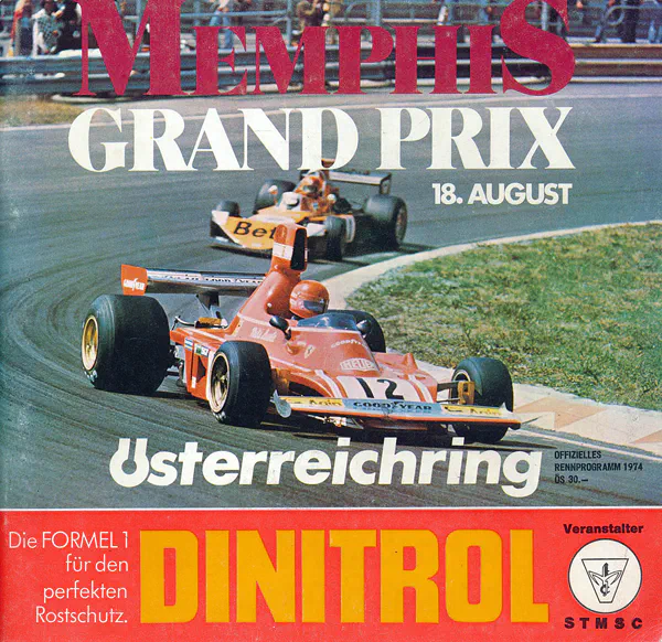 1974-08-18 | Grosser Preis von Österreich | Zeltweg | Formula 1 Event Artworks | formula 1 event artwork | formula 1 programme cover | formula 1 poster | carsten riede