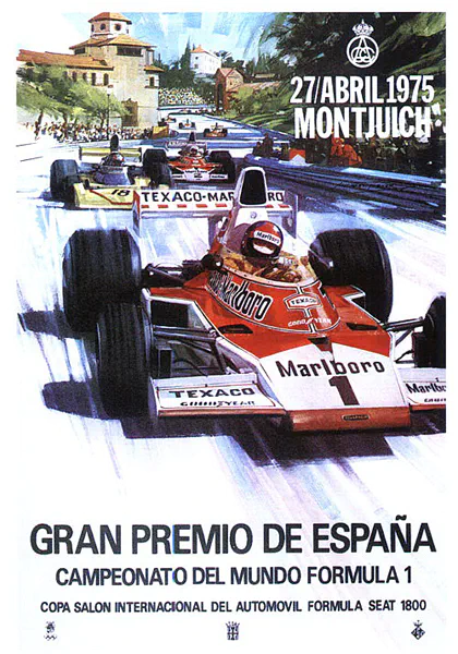 1975-04-27 | Gran Premio De Espana | Montjuich | Formula 1 Event Artworks | formula 1 event artwork | formula 1 programme cover | formula 1 poster | carsten riede