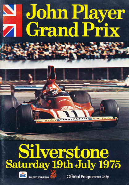 1975-07-19 | British Grand Prix | Silverstone | Formula 1 Event Artworks | formula 1 event artwork | formula 1 programme cover | formula 1 poster | carsten riede