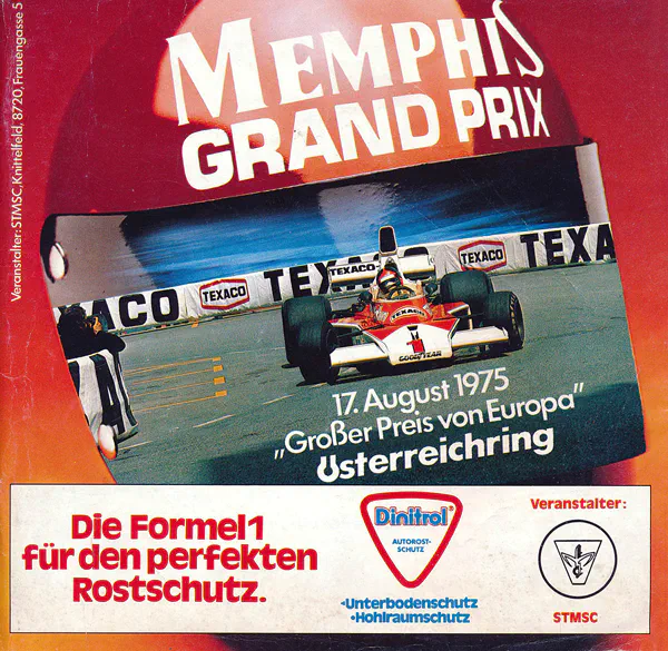 1975-08-17 | Grosser Preis von Österreich | Zeltweg | Formula 1 Event Artworks | formula 1 event artwork | formula 1 programme cover | formula 1 poster | carsten riede