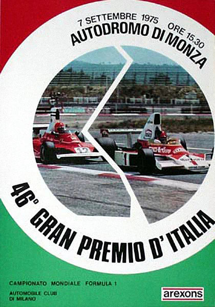 1975-09-07 | Gran Premio D`Italia | Monza | Formula 1 Event Artworks | formula 1 event artwork | formula 1 programme cover | formula 1 poster | carsten riede