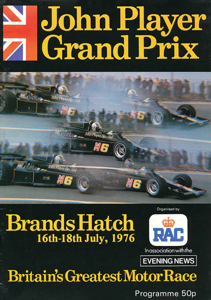 1976-07-18 | British Grand Prix | Brands Hatch | Formula 1 Event Artworks | formula 1 event artwork | formula 1 programme cover | formula 1 poster | carsten riede